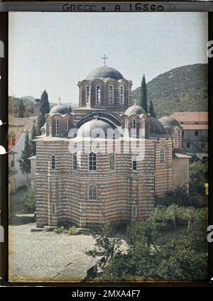 Le monastère d'Esphigmenou, Grèce , 1918 - Grèce - Fernand Cuville - (septembre) Banque D'Images