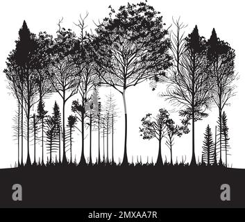 Logo de couleur noir représentant une silhouette d'arbres Illustration de Vecteur