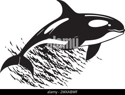 Logo monochrome Orca Killer Whale Illustration de Vecteur