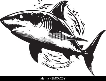 Logo monochrome Shark de facturation pour les équipes sportives et les marques Illustration de Vecteur