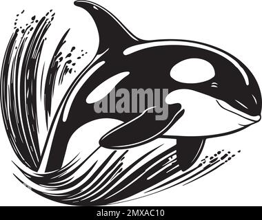 Logo monochrome Orca Killer Whale Illustration de Vecteur