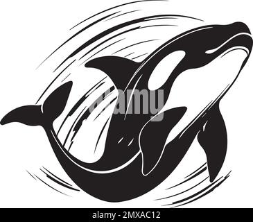 Logo monochrome Orca Killer Whale Illustration de Vecteur