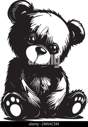 Petit ours en peluche avec logo monochrome Illustration de Vecteur