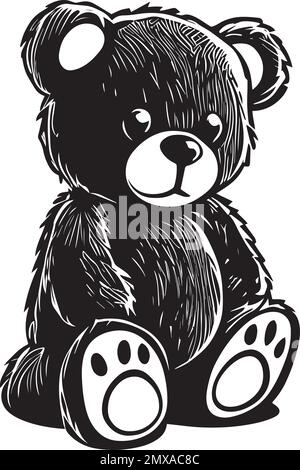 Petit ours en peluche avec logo monochrome Illustration de Vecteur