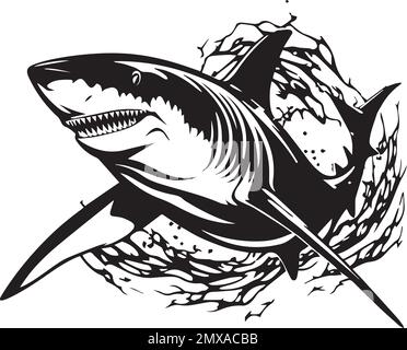 Logo monochrome Shark de facturation pour les équipes sportives et les marques Illustration de Vecteur