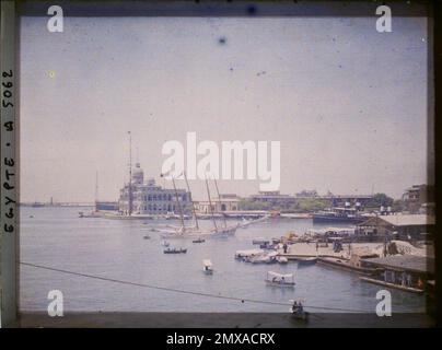 Port-Said, Égypte, Afrique le port et les bureaux de la Société du canal de Suez , Banque D'Images