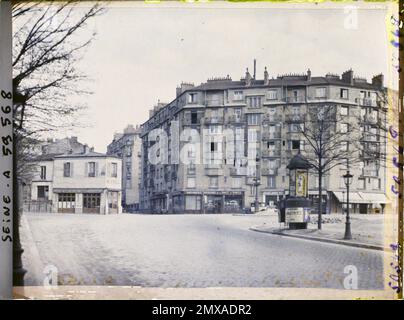 Paris (14th arr.), France Construction d'un bâtiment sur l'emplacement des anciennes fortifications, porte de Vanves , Banque D'Images