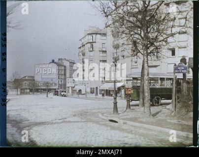 Paris (14th arr.), France Construction d'un bâtiment sur l'emplacement des anciennes fortifications, place de la porte de Vanves , Banque D'Images