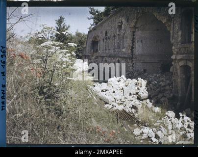 Environs de Reims, Marne, Champagne, France , 1919 - régions dévastées, Marne, Aisne - Fernand Cuville - (août) Banque D'Images