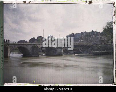 Soissons, Aisne, France le pont détruit en 1914 par les Allemands et restauré par les Anglais, d'où son nom de Pont des Anglais , 1917 - Aisne - Fernand Cuville (section photographique de l'armée) - (mai-juillet) Banque D'Images