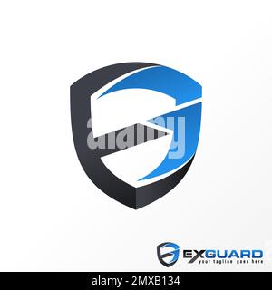 Lettre ou mot police EG ou GE dans le bouclier ou l'image de guide graphique icône logo design abstrait concept vecteur stock lié à l'initiale ou à la sécurité Illustration de Vecteur