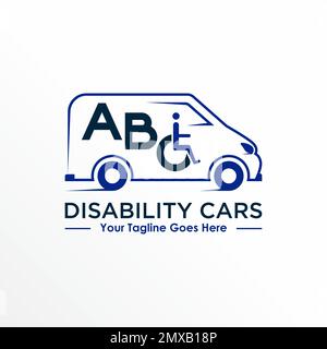 Vans voiture et fauteuil roulant image graphique icône logo libre design abstrait concept vecteur stock. utilisé comme symbole lié à un handicap ou au transport Illustration de Vecteur