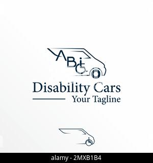 Vans voiture et fauteuil roulant image graphique icône logo libre design abstrait concept vecteur stock. utilisé comme symbole lié à un handicap ou au transport Illustration de Vecteur