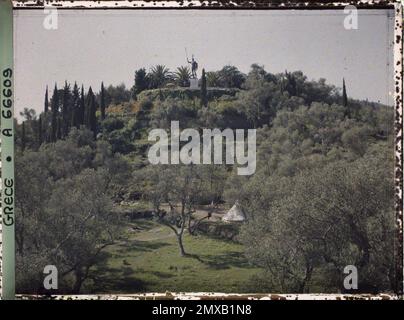 Corfou, Grèce l'Achilleion - le Parc , 1913 - Balkans, Italie - Jean Brunhes et Auguste Léon - (septembre - 23 octobre) Banque D'Images