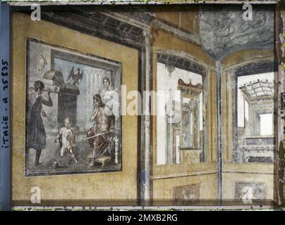 Pompéi, Italie Fresques de la Maison des Vetti , 1921 Cap Martin, Italie, Cap Martin - Auguste Léon (fév. -Avril) Banque D'Images