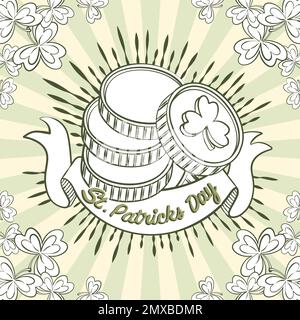 st patricks carte de vœux pièces de monnaie Illustration de Vecteur