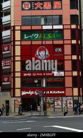 Restaurant de restauration rapide Wendy's First Kitchen à Shinjuku, Tokyo, Japon. Banque D'Images