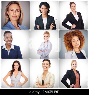 Tout en une journée de travail. Photo composite d'une grande variété de femmes d'affaires. Banque D'Images