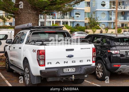 2018 Ford Ranger blanc, véhicule utilitaire 4x4, garé à Sydney, Nouvelle-Galles du Sud, Australie Banque D'Images