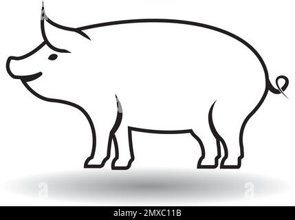 Modèle d'illustration de dessin vectoriel d'icône de porc. Illustration de Vecteur