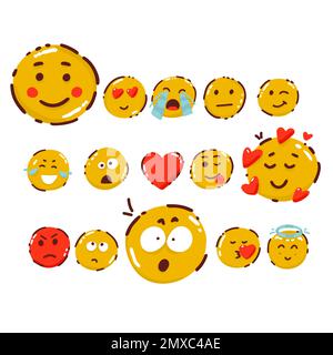 mini-ensemble d'icônes émoticônes pour sourire. Ensemble cartoon emoji. Ensemble d'émoticônes vectorielles. Illustration de Vecteur