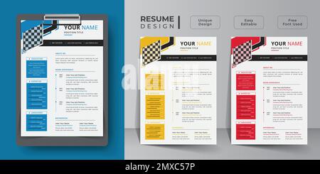 Modèle de CV ou de CV minimaliste avec emploi d'entreprise, lettres de couverture et demandes d'emploi Illustration de Vecteur