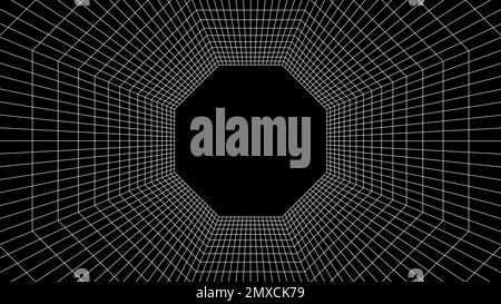 Résumé 80s style ordinateur arrière-plan. Intérieur d'architecture SCI-fi avec lignes rétro. Salle à grille Synthwave ou de l'onde de retour. Illustration de Vecteur