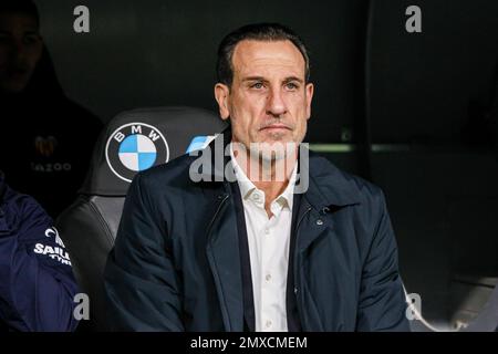 Salvador Gonzalez 'Voro', entraîneur en chef de Valence pendant le championnat d'Espagne la Liga football match entre Real Madrid et Valencia CF le 2 février 2023 au stade Santiago Bernabeu à Madrid, Espagne - photo: Irina R Hipolito/DPPI/LiveMedia Banque D'Images
