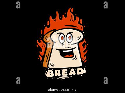 Mascotte dessin de caractère d'un pain et d'un feu Illustration de Vecteur