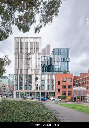 Melbourne, Victoria, Australie - petit bâtiment de logement étudiant de Hayball Banque D'Images