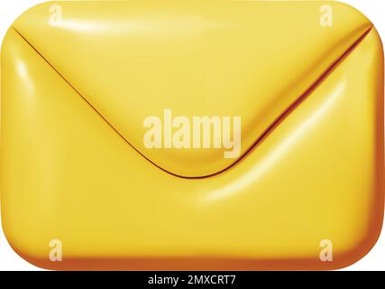 E-mail de vecteur d'enveloppe. Lettres postales Realistic 3D Icon design en plastique de style dessin animé. Symbole d'envoi de messages. Isolé sur fond blanc. Jaune Illustration de Vecteur