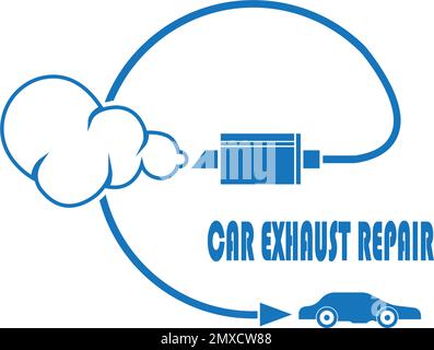 modèle de conception d'illustration vectorielle d'icône d'échappement de voiture . Réparation de machines de pièces de transport automobile Illustration de Vecteur