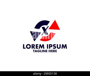 X logo de la société. Logotype bleu croisé. Modèle d'énergie plat Illustration de Vecteur