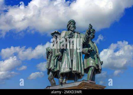 Monument Johannes Gutenberg sur le Rossmarkt, Allemagne, Hesse, Francfort-sur-le-main Banque D'Images