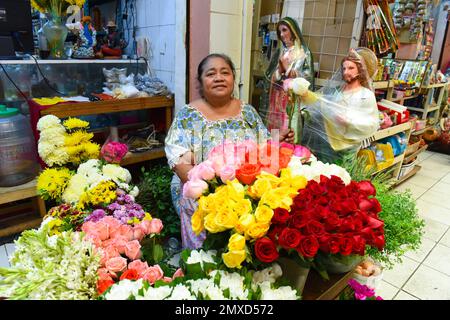 Fleuriste, marché Lucas de Galvez, Merida, Yucatan, Mexique Banque D'Images