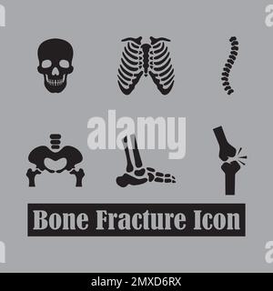 Modèle de conception d'illustration vectorielle d'icône de fracture osseuse. Illustration de Vecteur