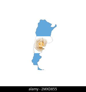 Drapeau national de l'Argentine en forme de carte de pays Illustration de Vecteur