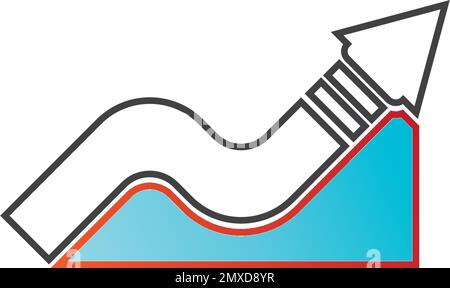 flèche grandir entreprise icône, simple succès graphique barres plate design graphisme infographie vecteur, application logo web bouton interface utilisateur ux eleme Illustration de Vecteur