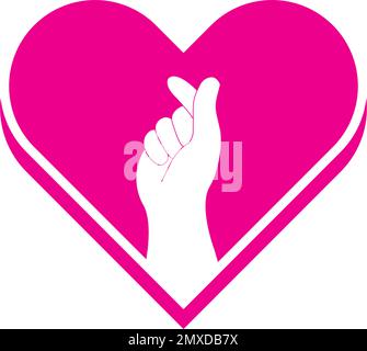 mini je vous aime main, coeur coréen doigt je vous aime signe icône vecteur ligne art autocollant conception de médias sociaux Illustration de Vecteur