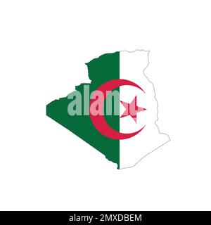 Drapeau national de l'Algérie en forme de carte de pays Illustration de Vecteur