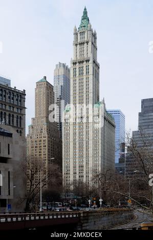 Le Woolworth Building était autrefois le plus haut bâtiment du monde, et il est situé à Broadway à Manhattan, New York Banque D'Images