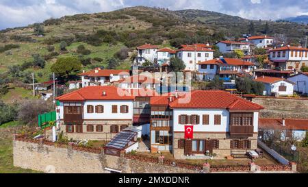 Maisons de village dans la région de Birgi, Izmir, Turquie. Banque D'Images