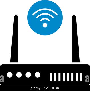 Routeur Wi-Fi et icône Wi-Fi. Routeur réseau. Vecteur modifiable. Illustration de Vecteur