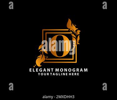 Original lettre O avec de belles fleurs dessinées à la main Illustration de Vecteur