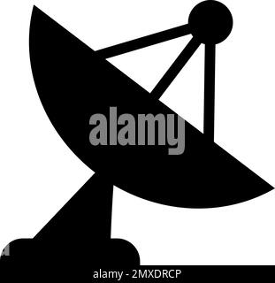 Icône de silhouette d'antenne parabolique. Transmission et réception d'ondes radio. Vecteur modifiable. Illustration de Vecteur