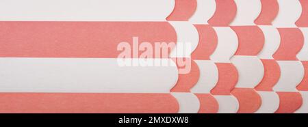 le rectangle abstrait courbe rouge et blanc motif de fond de coupe de papier.idée pour fond vintage ou rétro. Banque D'Images