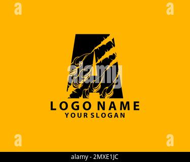 Lettre initiale A avec logo Claw Scratch Illustration de Vecteur