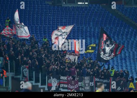 Rome, Italie. 01st févr. 2023. Les supporters du Crémone américain lors du match de la coupe italienne entre les Roms et le Crémone au Stadio Olimpico, Rome, Italie, le 1 février 2023. Credit: Giuseppe Maffia/Alay Live News Banque D'Images