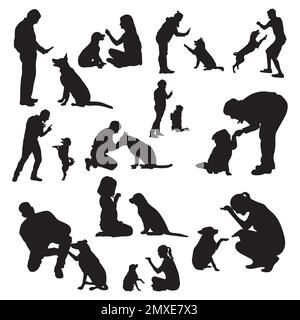 Silhouettes d'entraînement pour chiens, ensemble silhouettes d'entraînement pour chiens. Illustration de Vecteur