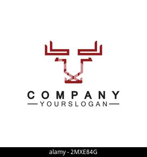 Modèle vectoriel de conception de logo Bull monoline Illustration de Vecteur